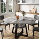 thumbnail image 1 of Yeshouse Mesa de comedor redonda de 120 cm para 4-6 personas, diseño rústico con espacio de almacenamiento, ideal para cocina, comedor, sala, reuniones y apartamento, 1 of 9