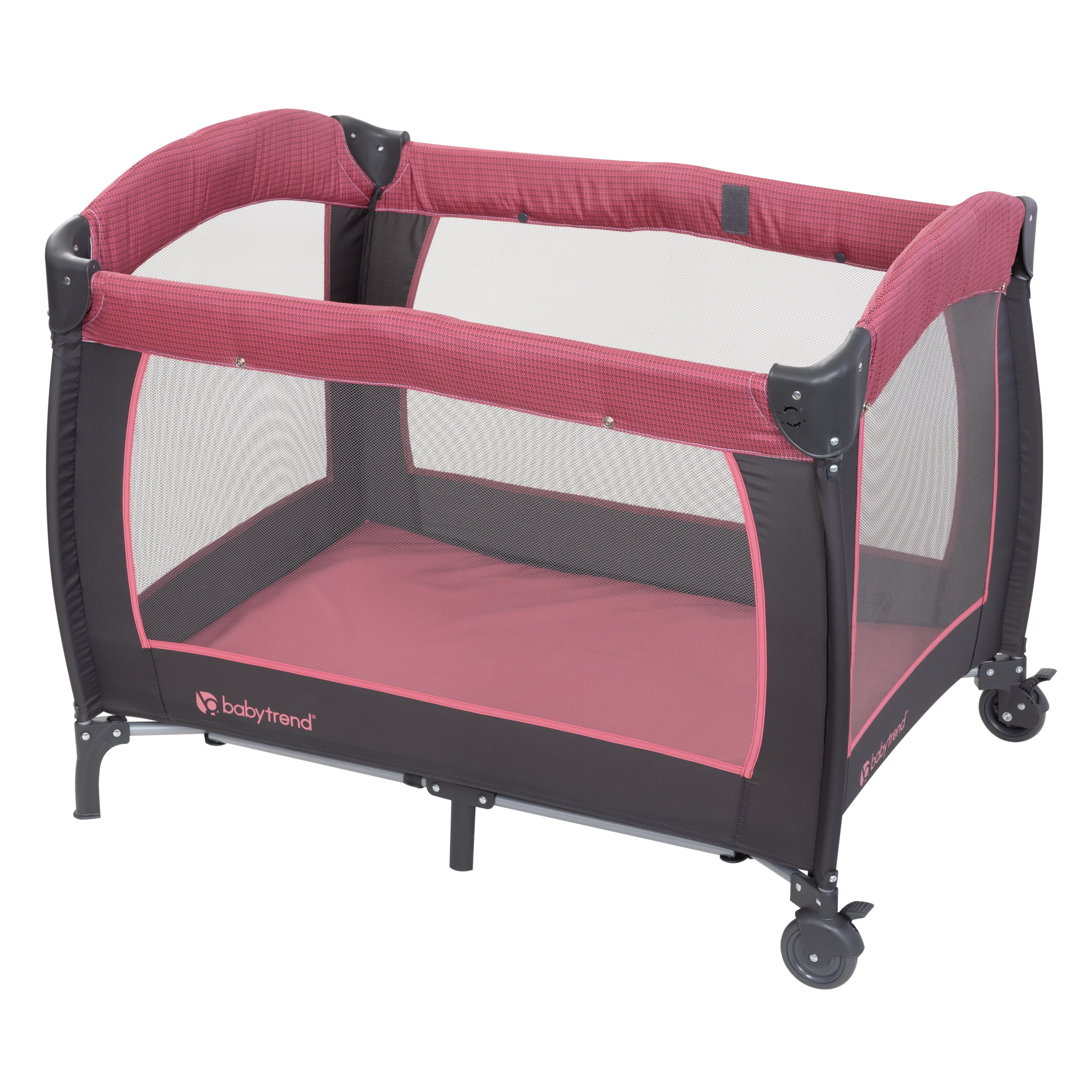 Baby Trend Lil Snooze Deluxe III Nursery Center Playard for Twins with Travel Bag, Cozy Berry