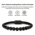 thumbnail image 4 of Ciana Men's Natural Healing Stone Leather Bracelet With Magnetic Closure (Black Lava), 4 of 4