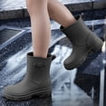 thumbnail image 5 of Rain Boots for Women Buckle Decor Mid Calf Waterproof Heavy Duty Work Rain Boots for Men, 5 of 7