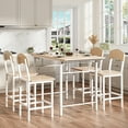 thumbnail image 2 of PAPROOS Dining Table Set for 4, Counter Height Drop Leaf Dining Table and 4 Stools Set, 5 Piece Dinner Table and Chairs Set for Kitchen Dining Room Breakfast Nook, Natural&Black, 2 of 10