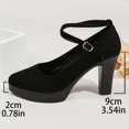 thumbnail image 5 of Gpaecead Women's Platform Chunky High Heel Dress Shoes Faux Suede Texture Cross Ankle Strap Shoes For Casual Black, 5 of 8