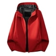 thumbnail image 5 of Mens Softshell Jackets Windproof Drawstring Hooded Long Sleeve Full Zipper Fashion Casual Jacket with Pockets Red XXL, 5 of 6