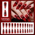 thumbnail image 5 of Miwamany 24Pcs Halloween Goth Press on Nails Medium Stiletto Almond Fake Nails Red Halloween Acrylic False Nails Full Cover Reusable Stick on Nails for Women Girls, 5 of 7