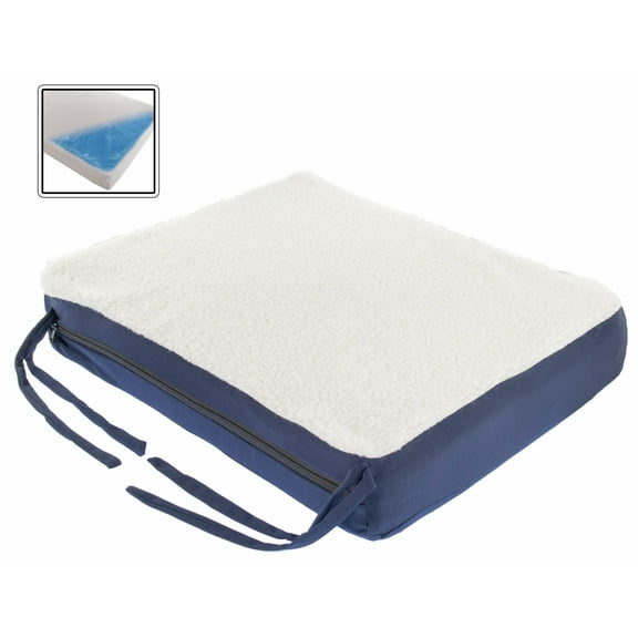 Gel Memory Foam Seat Cushion with Chair Ties - Orthopedic Seat Pad for Office, Car, Truck, and Wheelchair - Cooling Comfort, Portable, Pressure Relief & Superior Support - Washable Cover