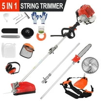 Gas Weed Wacker, 52cc 5-in-1 Gas Weed Eater, String Trimmer, Hedge Trimmer, Pole Chainsaw with Extension Pole,Brush Cutter, Multi Functional Trimming Tools for Home Yard Garden