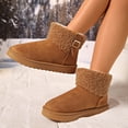 thumbnail image 6 of Puntoco Women's Suede Short Snow Boots, Lined Warm Winter Booties, Turn鈥慏own Fur Cuff Buckle Decor Non鈥慡lip Platform Thick Sole Comfort Boots Brown, 6 of 9