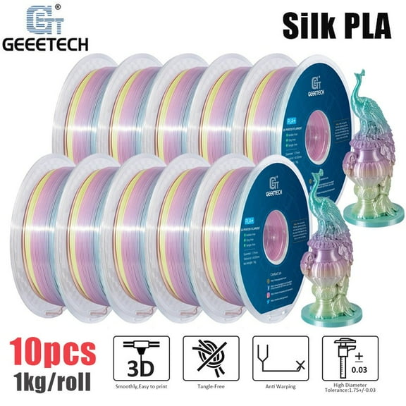 10kg 1.75mm Gradient Rainbow Color Silk PLA Geeetech 3D Printer Filament Shiny