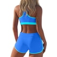 thumbnail image 4 of IYYVV Women Two Piece Athletic Swimsuits High Waisted Bikini Set Sporty Crop Top with Boy Shorts Bathing Suits Blue XL, 4 of 6