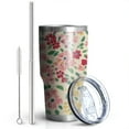 thumbnail image 2 of 30oz Pioneer Flower Floral Print Pattern Tumblers Stainless Steel Tumbler with Lid and Straw,Vacuum Insulated Double Wall Travel Tumbler Cups Mug with Cleaning Brush for Coffee,Tea, 2 of 7