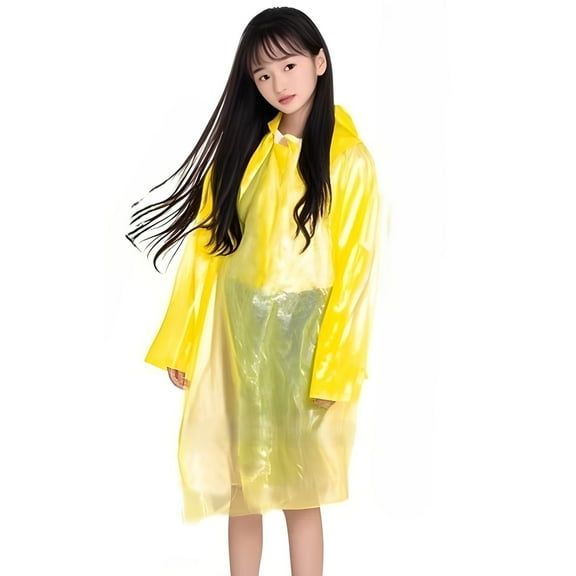 Disposable Kids Rain Poncho With Wide Sleeves Portable Compressed Transparent Raincoat Girls Boys Weather Clothes