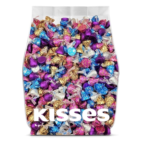 Hershey Assorted Chocolate Kisses Bulk Candy, 200 Pieces Individually Wrapped Candy, 2 lb for Gift Bags, Party Favors, and Events