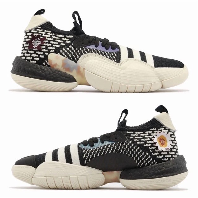 NEW Adi-das Trae Young 2 Flower Black Ivory Basketball Shoes IG2590 Mens 12 (W13)