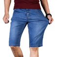 thumbnail image 2 of Pantalones cortos vaqueros de negocios para hombre, de talla grande 42, 44 y 46, de moda, informales, ajustados, azules, de marca, para verano, 2 of 5