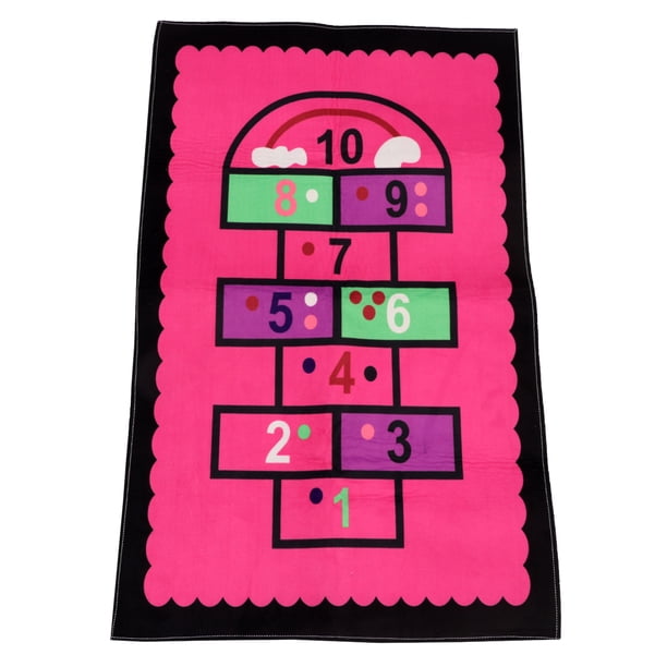 1pc Alfombrilla para piso Rayuela Alfombra para piso Alfombra para dormitorio Alfombra con patrón de dibujos animados para sala de estar Dormitorio (Rosa)