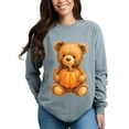 thumbnail image 2 of Watercolor Pumpkin Bear - Womens Garment Dyed Long Sleeve, 2 of 10