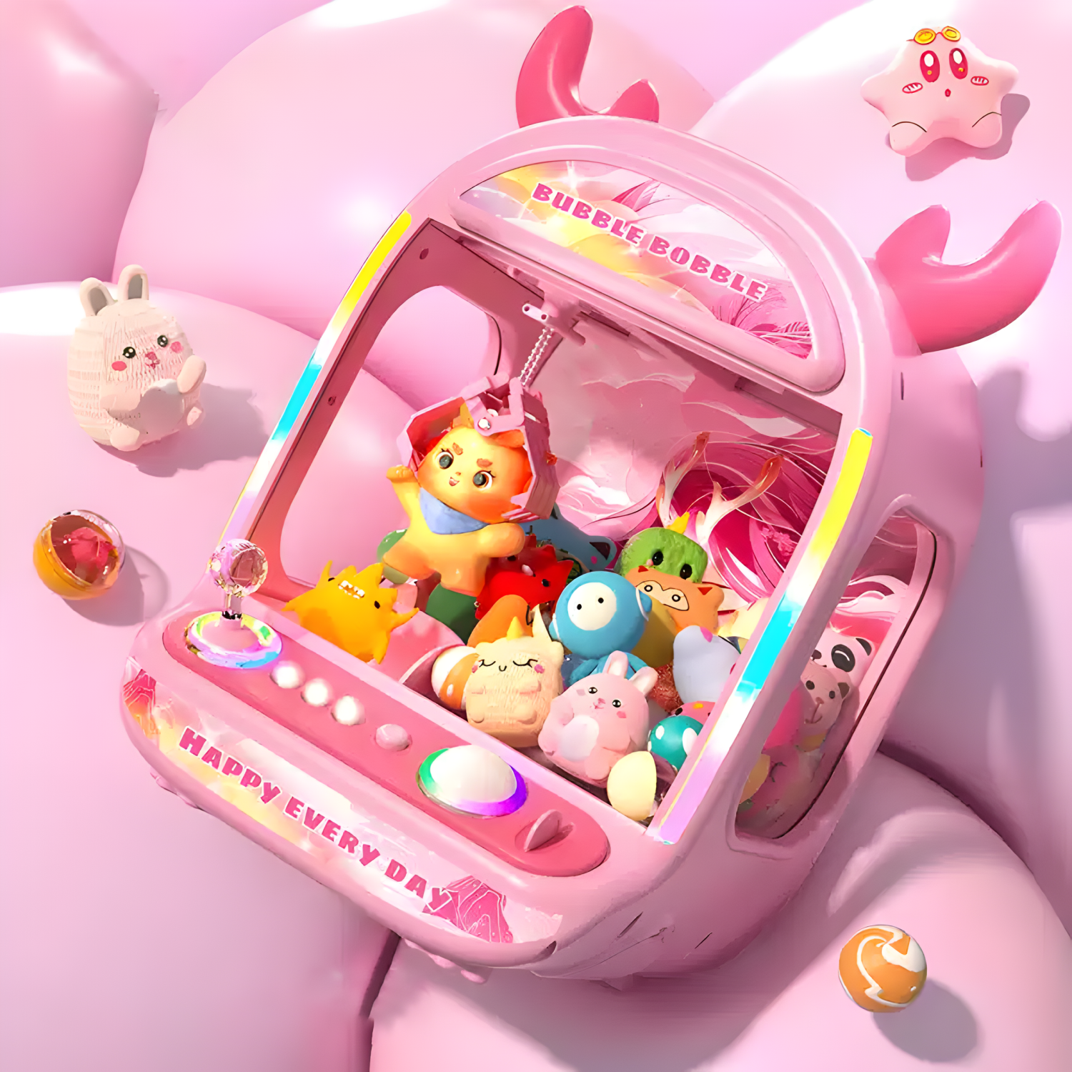 HNH Claw Game Machine, Unicorns Claw Machine for Kids, Mini Vending Machine with LED&Music, Rechargable Claw Arcade Games Toys for Girls and Boys Gifts, Children's Day Gifts