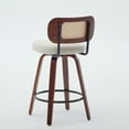 thumbnail image 5 of Newest Set of 2 26-Inch Counter Height Bar Stools - Walnut Black, Cane Rattan Back, Beige Linen Upholstered Seat, Swivel Design for Kitchen Island/Bar/Counter, 5 of 9