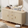 thumbnail image 5 of Aufeile Sideboard Buffet Cabinet, 55" Storage Cabinet with 3 Drawers and Adjustable Shelves, Modern Accent Cabinet for Kitchen, Dining Living Room, Entryway, Hallway, Natural Oak, 5 of 9
