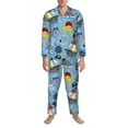 thumbnail image 3 of Salouo Pirate Marine Animals Print Button-Front Long Sleeve Pajama Set for Men, Soft 2Pjs Men's Long Sleeve Sleepwear-X-Large, 3 of 7