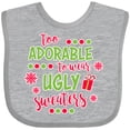 thumbnail image 3 of Inktastic Too Adorable to Wear Ugly Sweaters Boys or Girls Baby Bib, 3 of 4