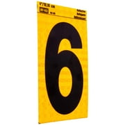 (2 pack) HY-KO 4 Yellow Self-Adhesive Reflective Number 6