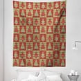 thumbnail image 1 of Christmas Tapestry, Different Styled Noel Trees on Checkered Squares Background Vintage Quilt, Fabric Wall Hanging Decor for Bedroom Living Room Dorm, 5 Sizes, Ruby Reseda Green, by Ambesonne, 1 of 1