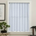 thumbnail image 4 of Blue Geometric Semi Sheer Curtains Drapes for Living Room, Bedroom, French Doors Window 54 Inches Long, Modern Blue Ombre Abstract Art Plaid Rod Pocket Chiffon Curtain Drapery Voile Draperies Panel, 4 of 6