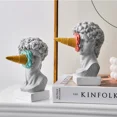 thumbnail image 3 of Modern Nordic character decoration ice cream spoof David statue home decoration ornaments office bookshelf desktop art (Light green), 3 of 7