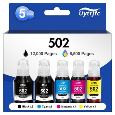 502 Ink Bottle Replacement for Epson 502 T502 Refill Ink for Epson ET-15000 ET-2760 ET-3710 ET-2750 ET-3700 ET-4760 ET-3750 Printer (5 Pack)