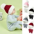 thumbnail image 2 of Fvsianol Boys/girls Hat And Mittens Set Jacquard Design Winter Hat And Gloves Kids Winter Beanie Hat Set Warm Pom Pom Design, 2 of 8
