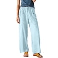 thumbnail image 5 of Minjewel Women's Solid Color Elastic Waist Loose Fit Breathable Cotton Linen Pants, Casual Trousers for Summer and Beach, Lightweight Comfortable,Blue,XL, 5 of 5
