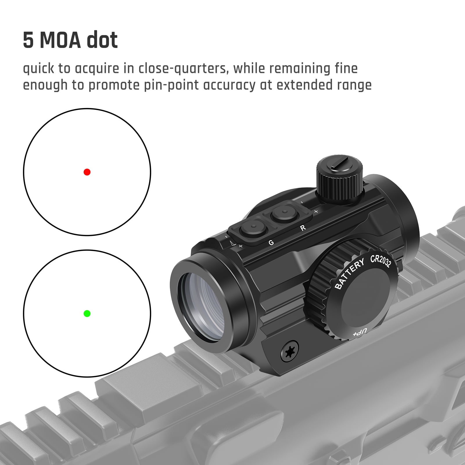 Feyachi RDS-36 1x22mm 5 MOA Sight Red & Green Dot with 0.83” Riser Mount Absolute Co-Witness Height