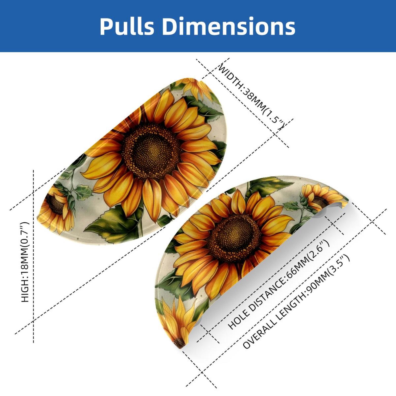 PhooArto 6 Pcs Cup Drawer Pulls, Vintage Summer Sunflower Shell Shape Handles Cabinet Knobs for Dresser Cupboard Closet Wardrobe with Screws