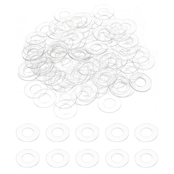 120Pcs M8 Flat Washers 8mm ID 16mm OD 0.5mm Thick Plain Washer Grommets Plastic Sheet Gasket Fastener Sealing Spacer Gasket Ring Water Hose Washers, Clear