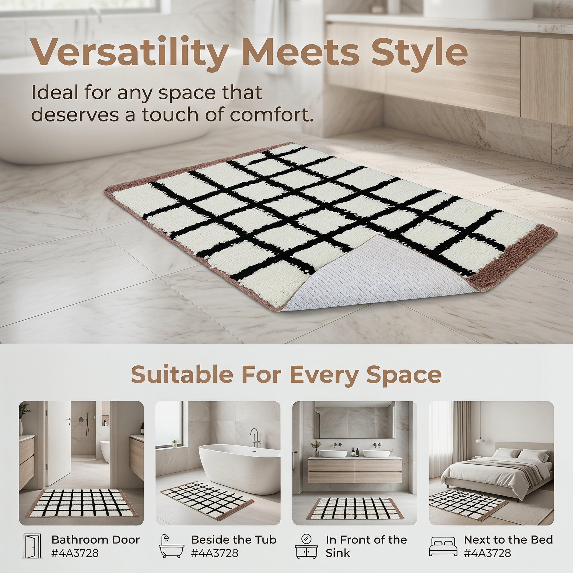 Unique Bargains Soft Absorbent Plush Non Slip Machine Washable Bath Mat Brown 32" x 20"