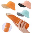 thumbnail image 4 of Women Sun Visor Wide Brim Empty Top UV Protection Beach Hat Foldable Sun Hat Ponytail for Summer Outdoor Beach Tennis, 4 of 6