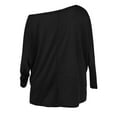 thumbnail image 5 of gakvbuo Off The Shoulder Tops For Womens Sexy Long Sleeve Shirts Oversized Casual Batwing Sweaters Pullover Tunic Tops, 5 of 5
