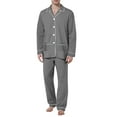 thumbnail image 2 of Kureaily Mens Four Seasons Leisure Soft And Comfortable Home Solid Color Shirt Pants Pajama Set Home Service Two Piece Set Soft Lightweight Sleep Sets, 2 of 4