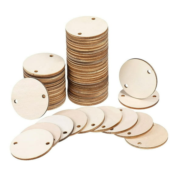 HAKIDZEL Blank Design Wood Slices Beige 100Pcs 1.5in Diameter