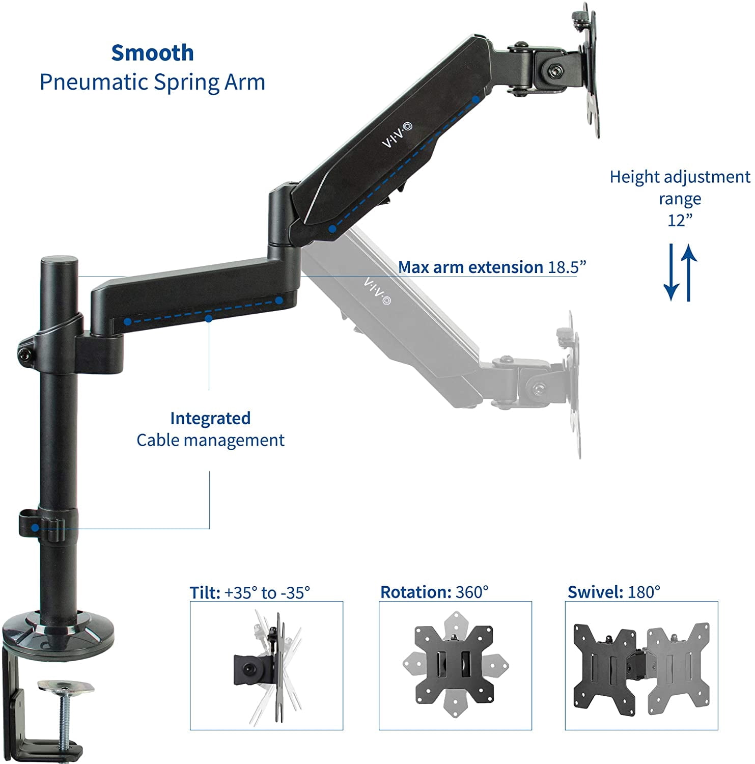 VIVO Black Heavy Duty Articulating 