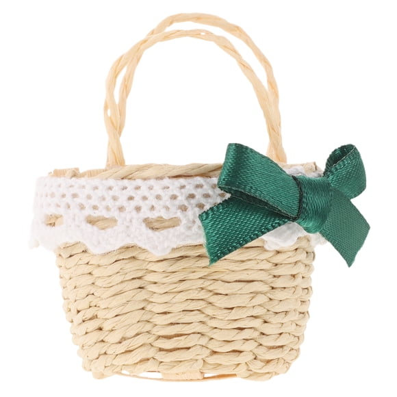 Handwoven Miniature Basket for Dollhouse Mini Woven Basket for Miniature Scenes Photo Props