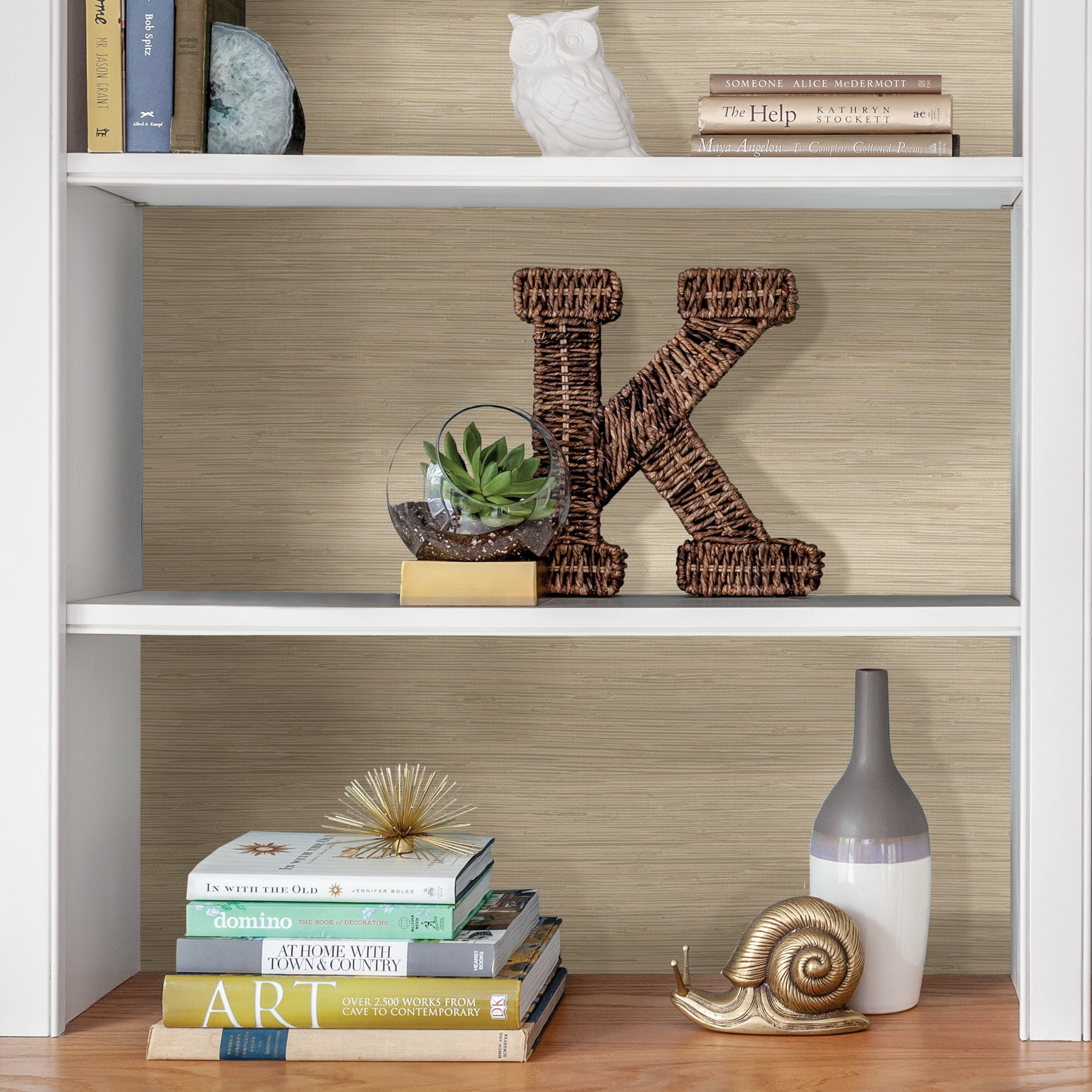 NuWallpaper Tibetan Grasscloth Off-White Vinyl Peel And Stick Wallpaper, 216-in by 20.5-in, 30.75 Sq. ft. 1 count
