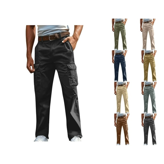 Babcutegg Mens Cargo Pants Side Pockets Big & Tall Straight Leg Outdoor Hiking Workwear Fall and Winter Lower Body Clotehs for Men Army Green Size 3XL