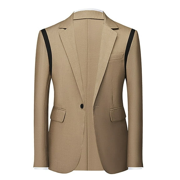 SNOWSONG Slim Fit Suits for MenClearance! Mens Formal Wear Men's Suit Tops Slim One Button Tuxedo Jacket Business Wedding Party Suit Men's Suits Khaki 4XL