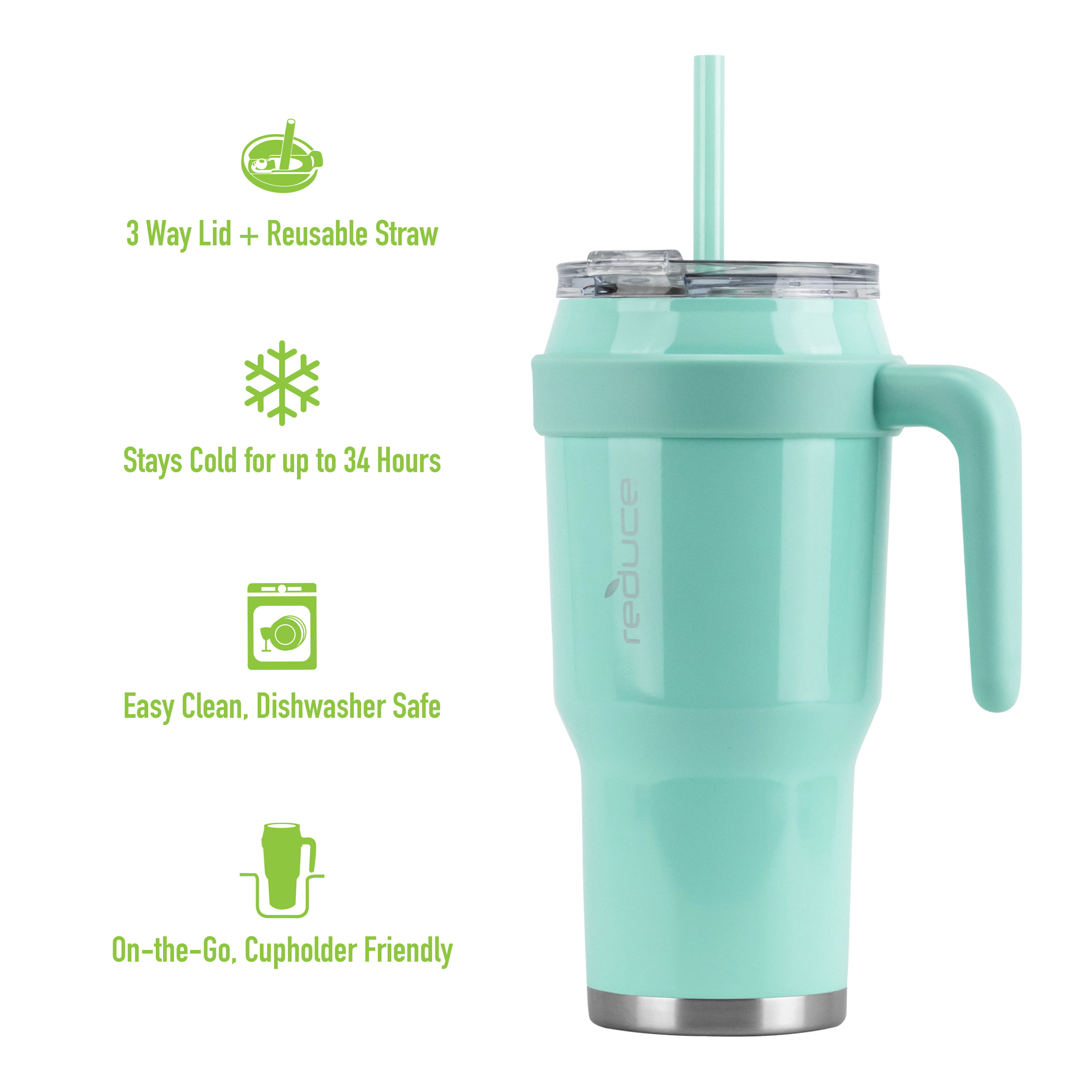New Reduce Cold 1 Mug Tumbler 40 Ounce Lemon Green Vacuum Insulated