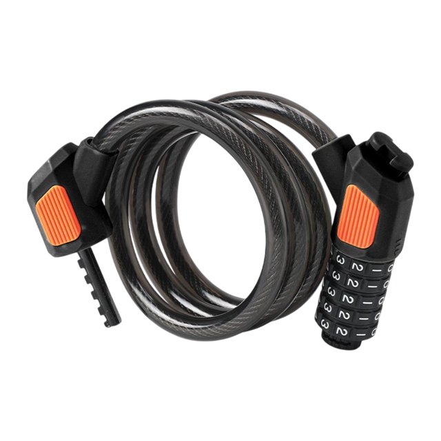Candado de cable para bicicleta con código de 5 dígitos, accesorio de seguridad para candado de bicicleta, práctico Negro