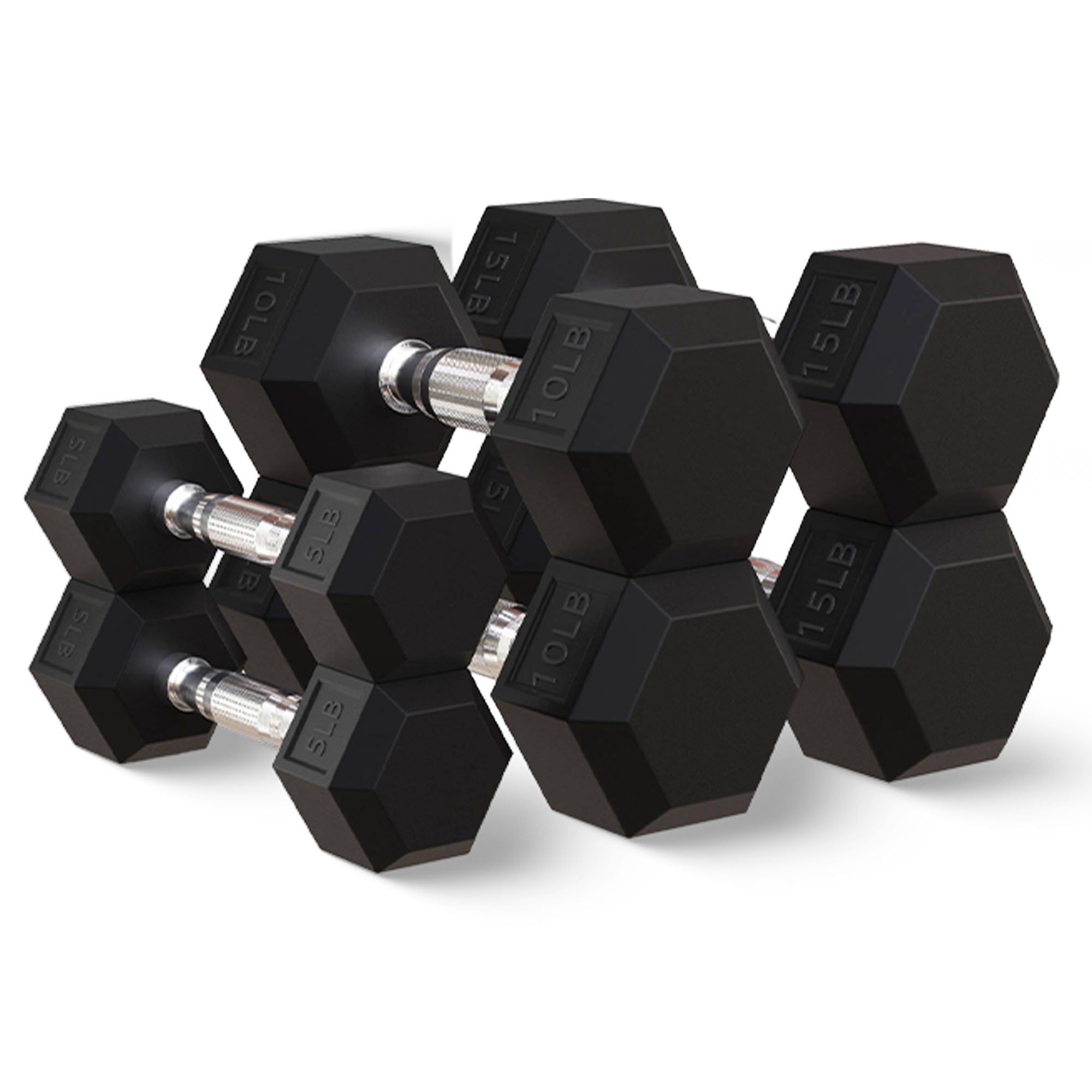 BalanceFrom 60 lb Rubber Coated Iron Dumbbell Hex Weights Set with A-Frame Rack, Black