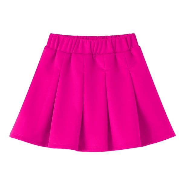 Odeerbi Niñas Falda Plisada Color Sólido Cintura Elástica Falda Uniforme de La Escuela