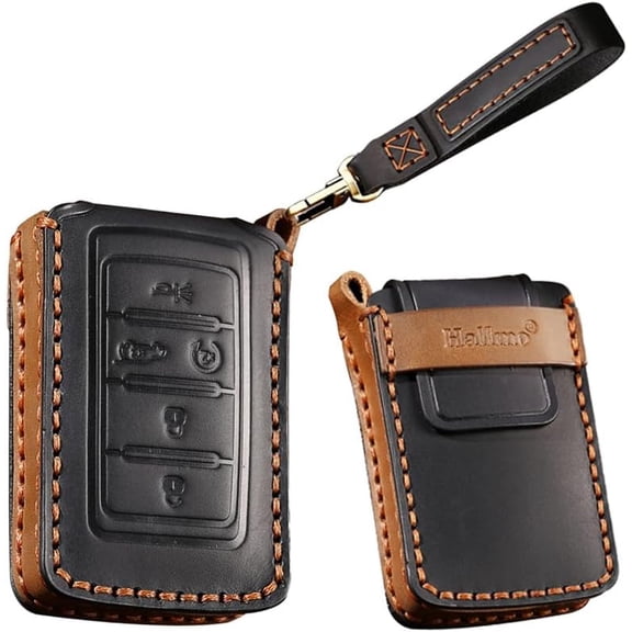 Key Case Holder Protector Keychain for Jeep Wagoneer Grand Wagoneer Leather Key Fob Cover with Keyring